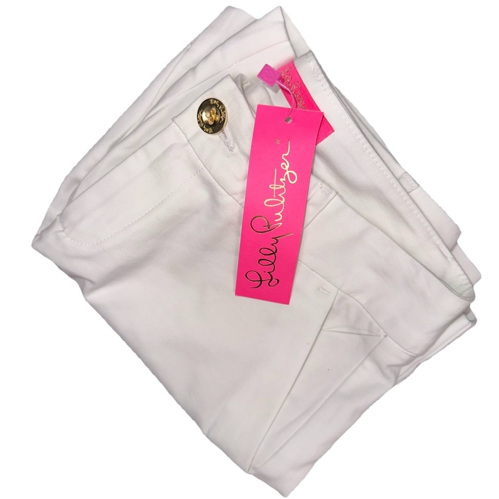 New‎ Lilly Pulitzer Shara Mid-rise Stretch Resort White Shorts Size 0 Inseam 7"